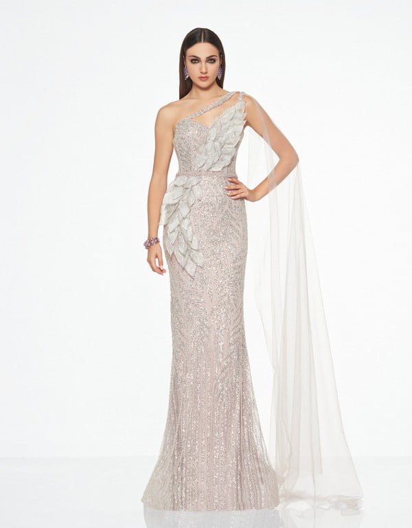 Impero Couture abito da cerimonia con paillettes cangianti rosa